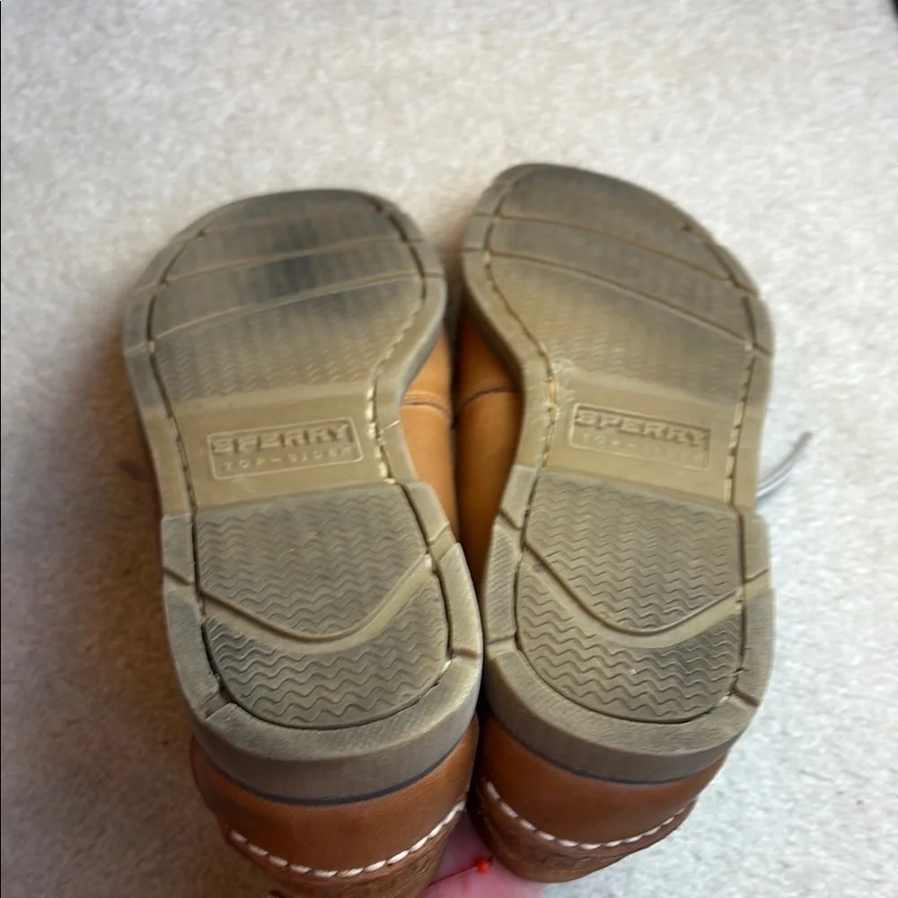 🍿 Sperry Tan leather Boat Shoes with Moccasin Stitching:
